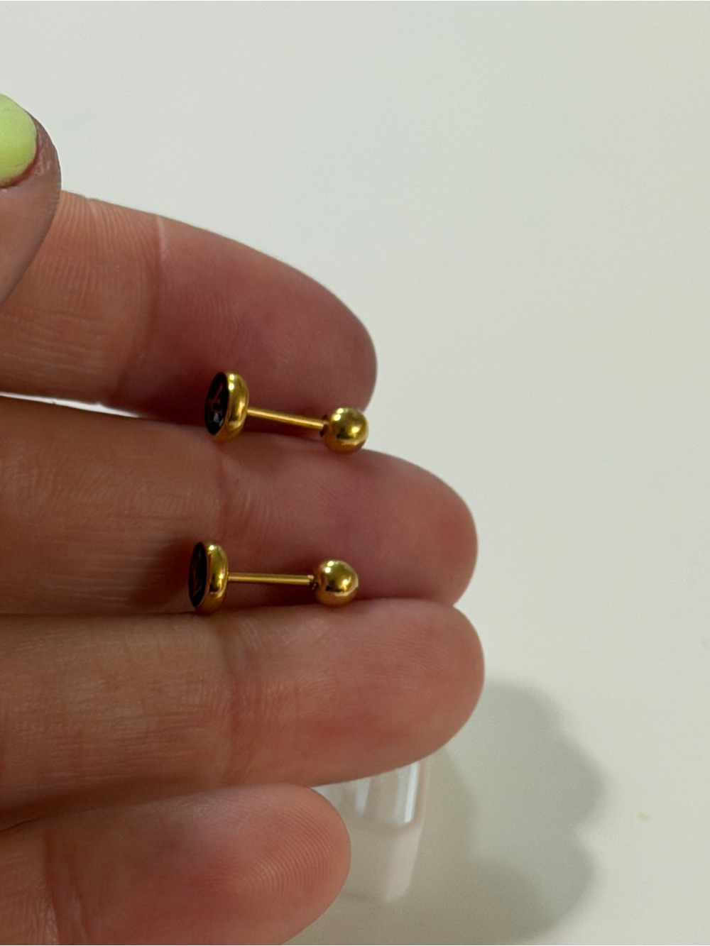Lv Black & Gold LV Stud Earrings - Picture 3 of 5